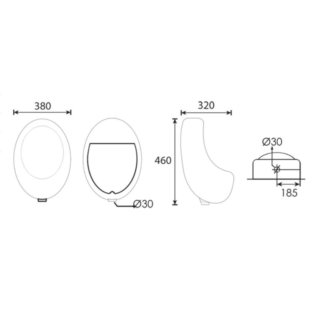 DOCASA Wall Hung Urinal Bowl come with Top Inlet pre-punch flush hole