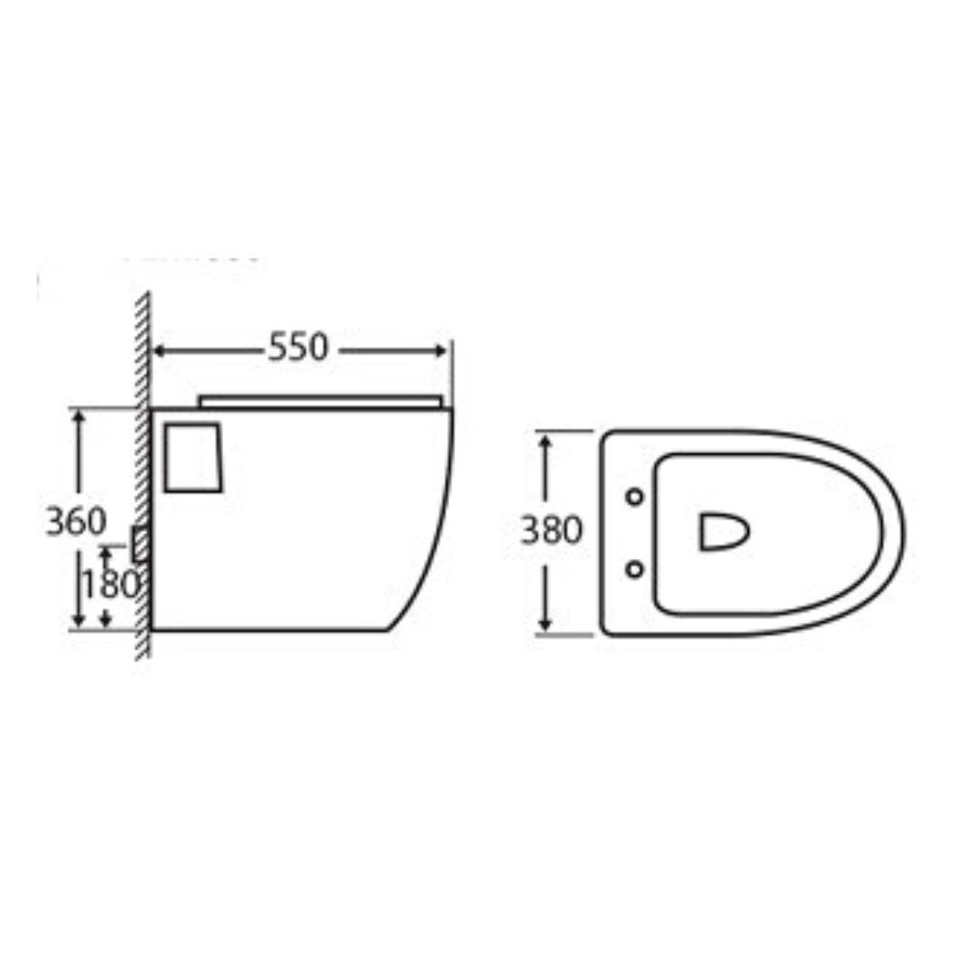 DOCASA 350mm Wall Hung Water Closet