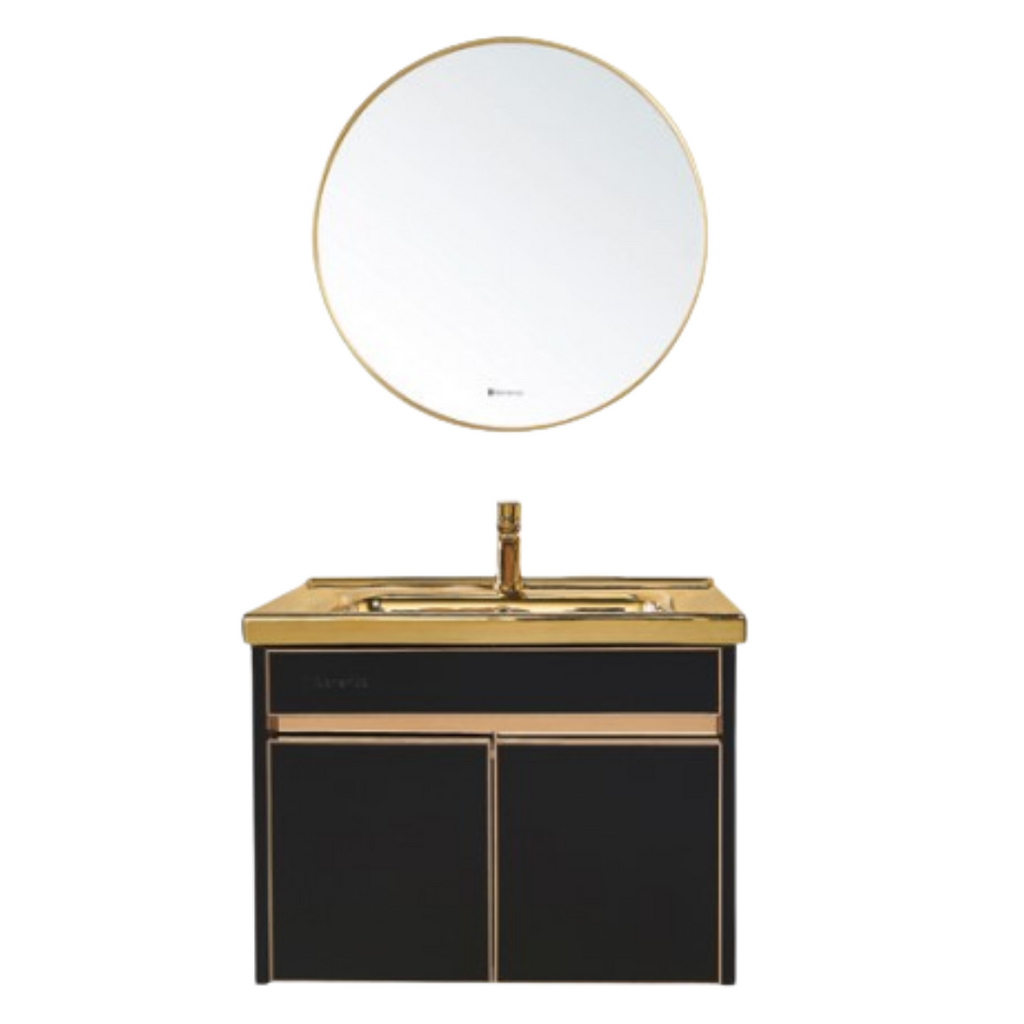 SORENTO 470mm Gold Wall Hung Cabinet 1 Soft Closing Drawers Set