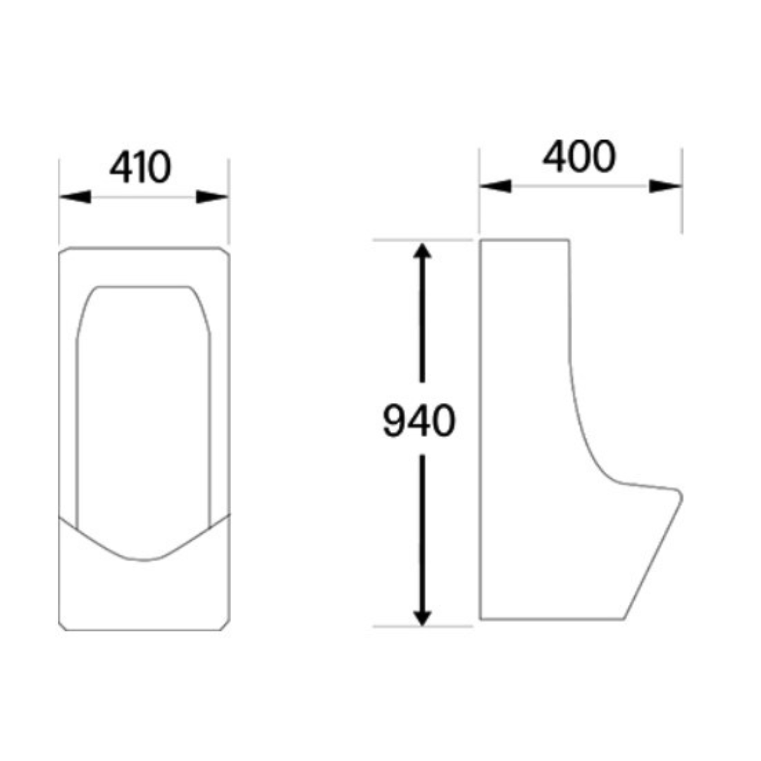 DOCASA Stall Urinal Bowl come with Top / Back Inlet pre-punch flush hole