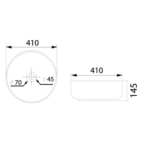 DOCASA 1090 410mm White Round Counter Top Wash Basin