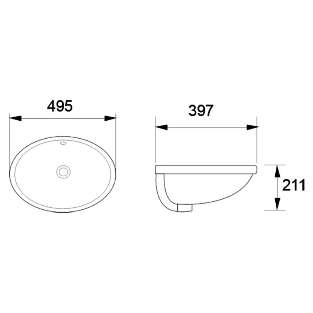 DOCASA White Round Under Counter Wash Basin