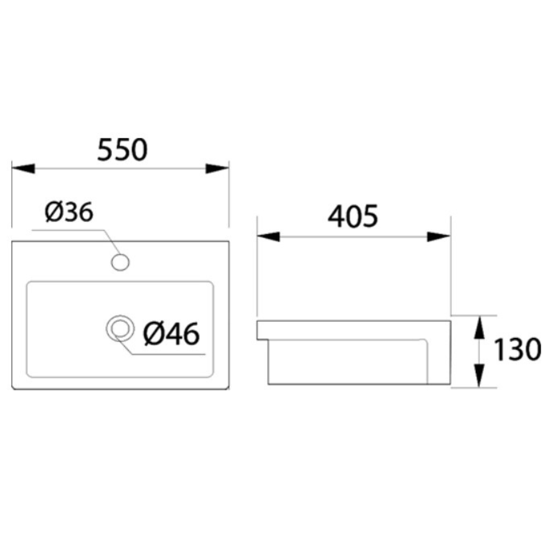 DOCASA Semi Recessed Wash Basin come with single pre-punched tap hole, overflow & cap