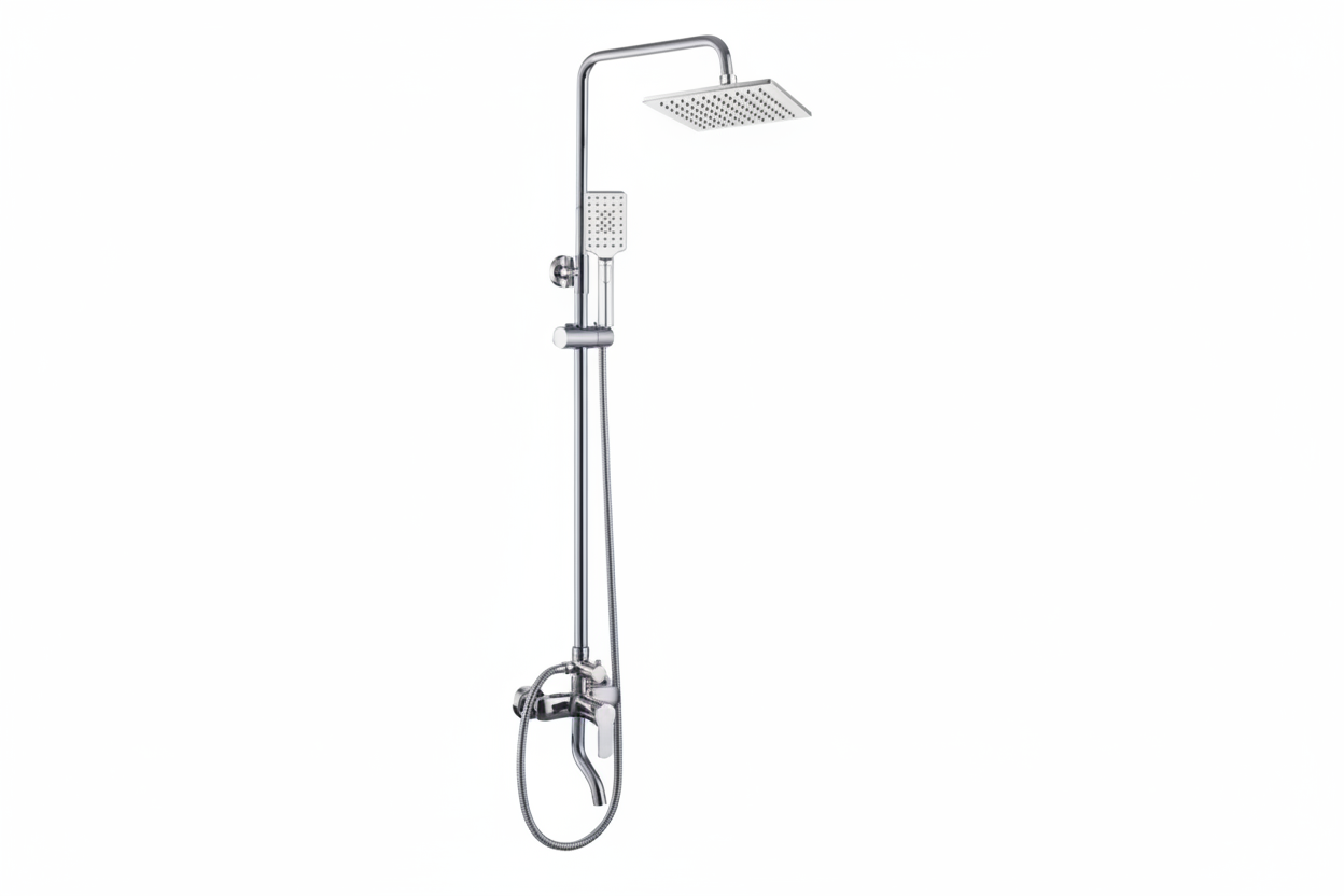 ALFRED VICTORIA 1150mm Square Exposed Rain Shower System - Chrome