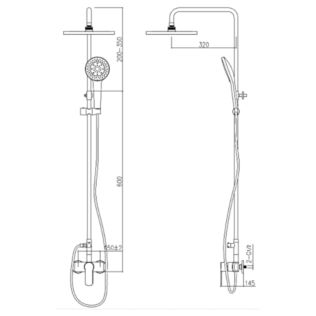ALFRED VICTORIA 950mm Round Exposed Rain Shower System - Chrome