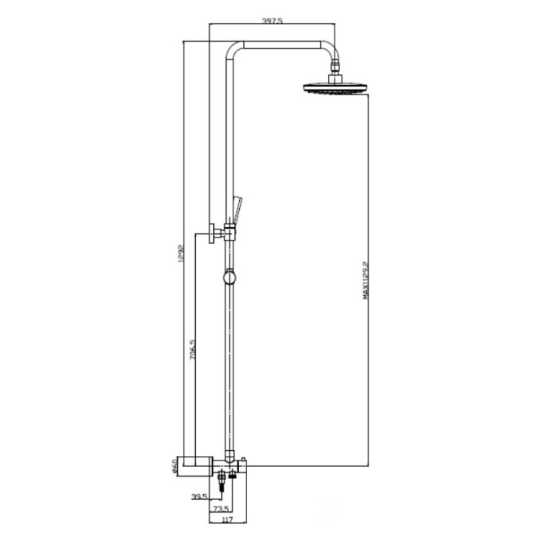 ALFRED VICTORIA 1292mm Exposed Rain Shower System - Chrome