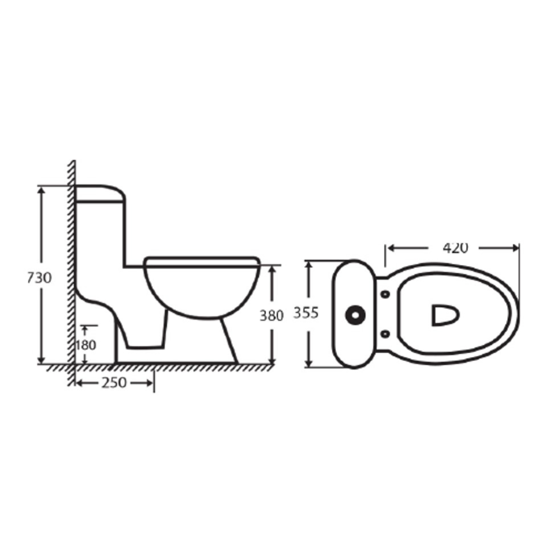 DOCASA Close Couple Washdown Water Closet come with Cistern Fitting Dual Flush (3/6L)