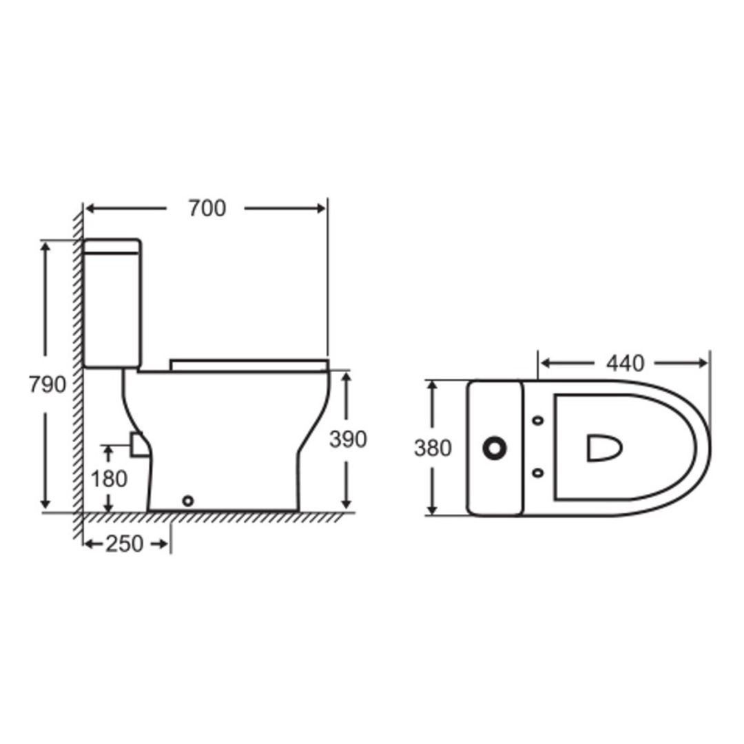 DOCASA Close Couple Washdown Water Closet come with Dual Flush (3/6L)