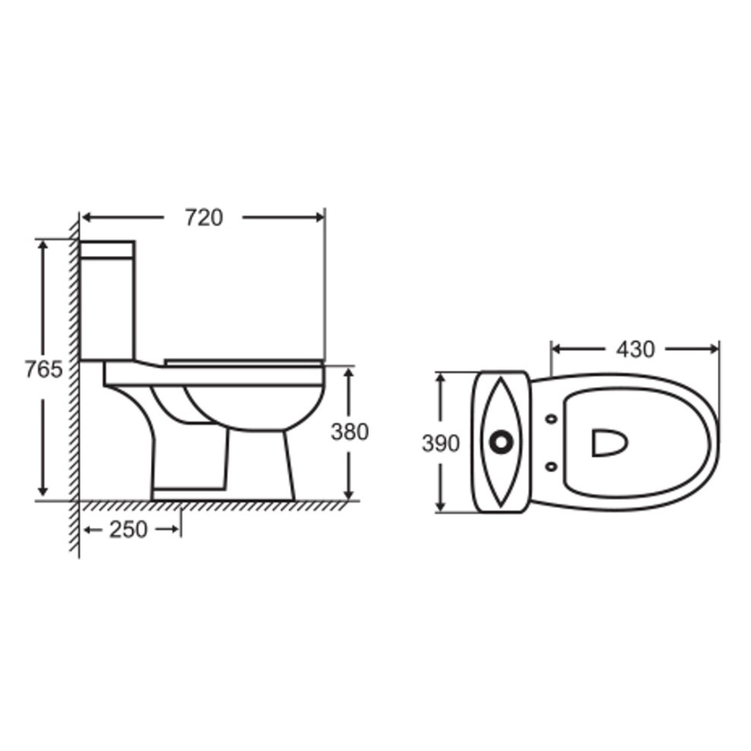 DOCASA Close Couple Washdown Water Closet come with Cistern Fitting Dual Flush (3/6L)