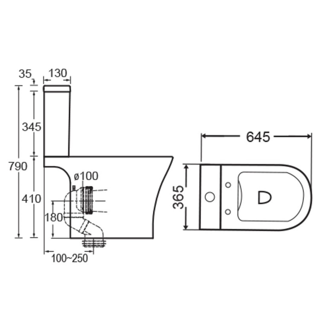 DOCASA Close Couple Washdown Water Closet come with Dual Flush