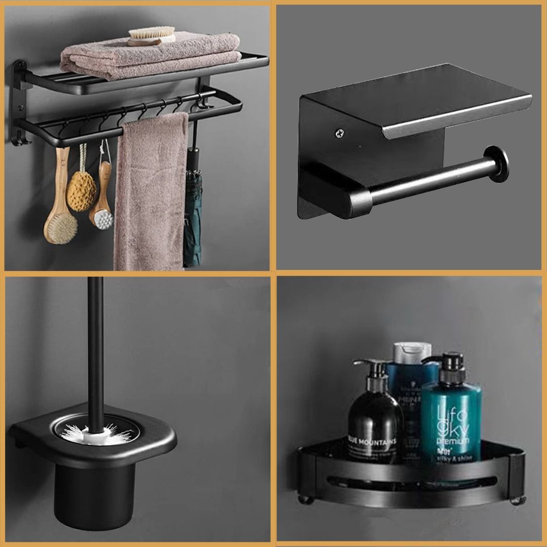 DOCASA Matt Black Stainless Steel Towel Rack/ Bathroom Storage Hardware
