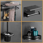 DOCASA Matt Black Stainless Steel Towel Rack/ Bathroom Storage Hardware