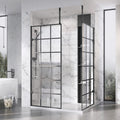 ROMAN Liberty 10mm Black Grid Pattern Wetroom Panel