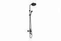 TAPI 200mm Matte Black Round Exposed Shower Column With Mixer Set